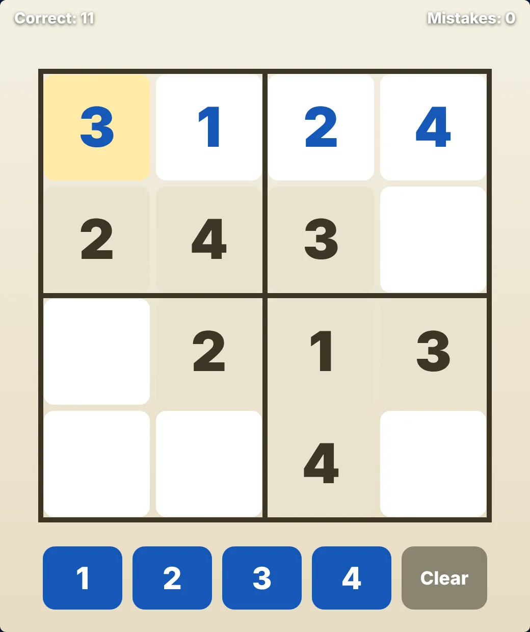 Sudoku Mini screenshot 1